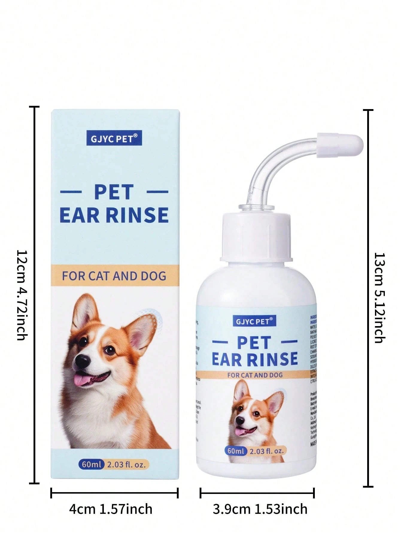 Pet Ear Cleaner for Dogs & Cats – Gentle Ear Drops for Wax & Odor | 2.03 Fl Oz