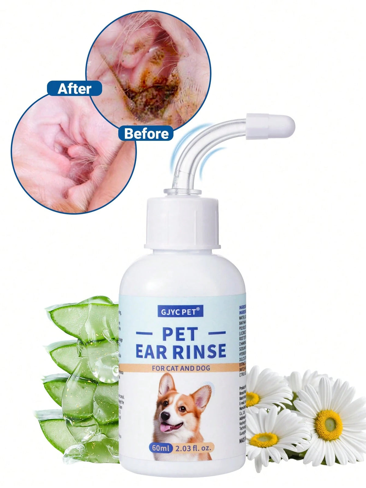 Pet Ear Cleaner for Dogs & Cats – Gentle Ear Drops for Wax & Odor | 2.03 Fl Oz