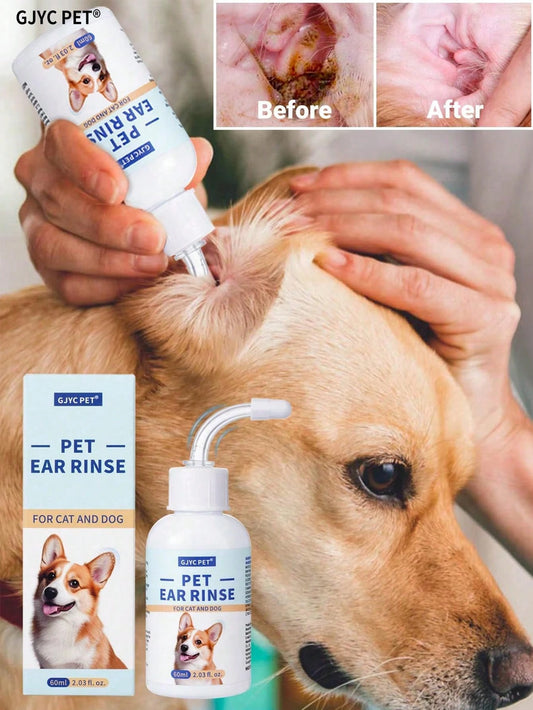 Pet Ear Cleaner for Dogs & Cats – Gentle Ear Drops for Wax & Odor | 2.03 Fl Oz