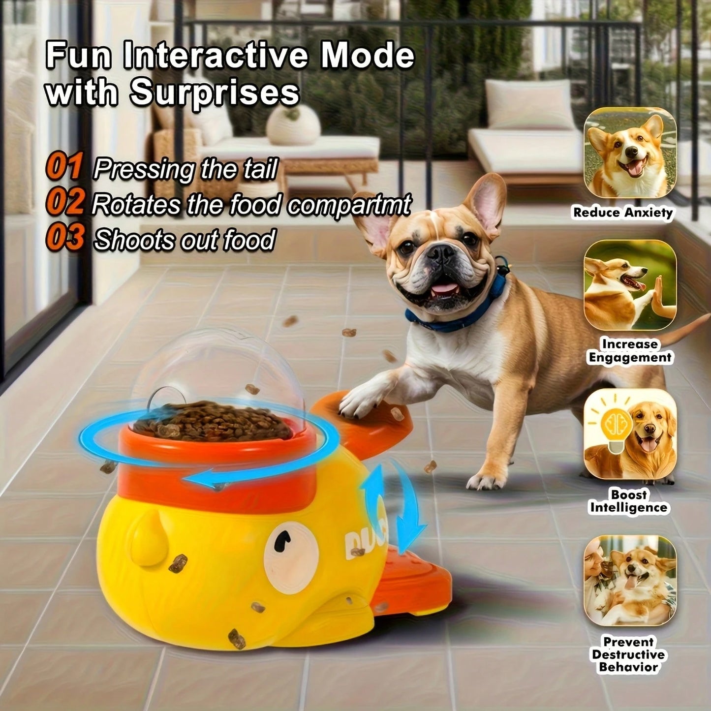Interactive Duck Dog Treat Dispenser Toy | Slow Feeder Puzzle Toy for Dogs