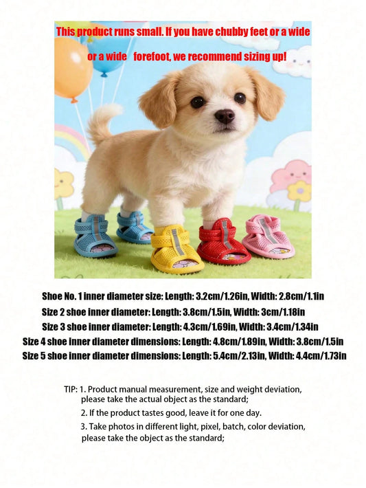 Pet Dog Summer Sandals | Non-Slip Shoes for Dogs & Cats (set of 4)