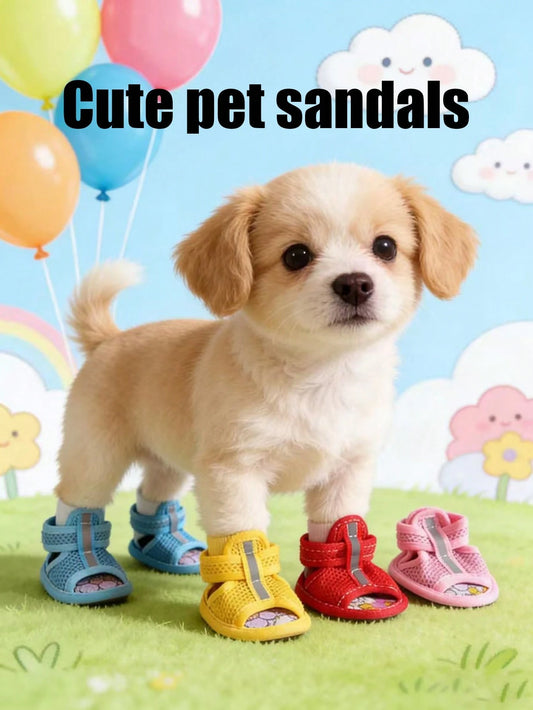 Pet Dog Summer Sandals | Non-Slip Shoes for Dogs & Cats (set of 4)