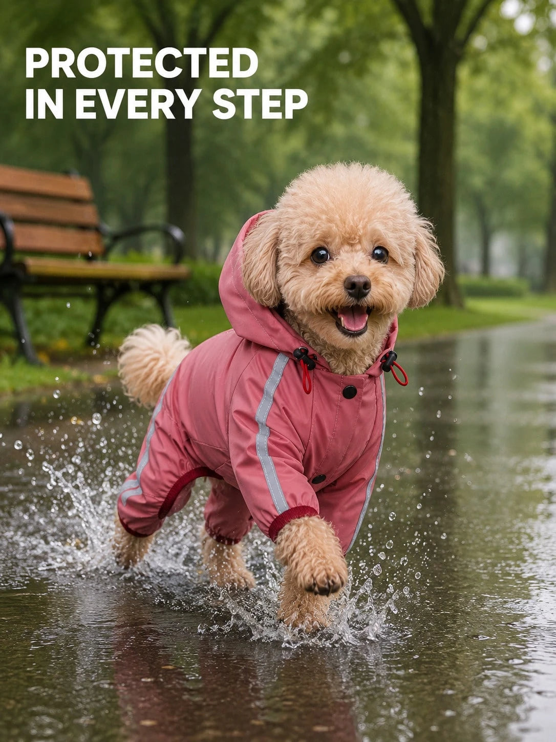 Full-Body Waterproof Dog Raincoat – Hooded Reflective Jacket