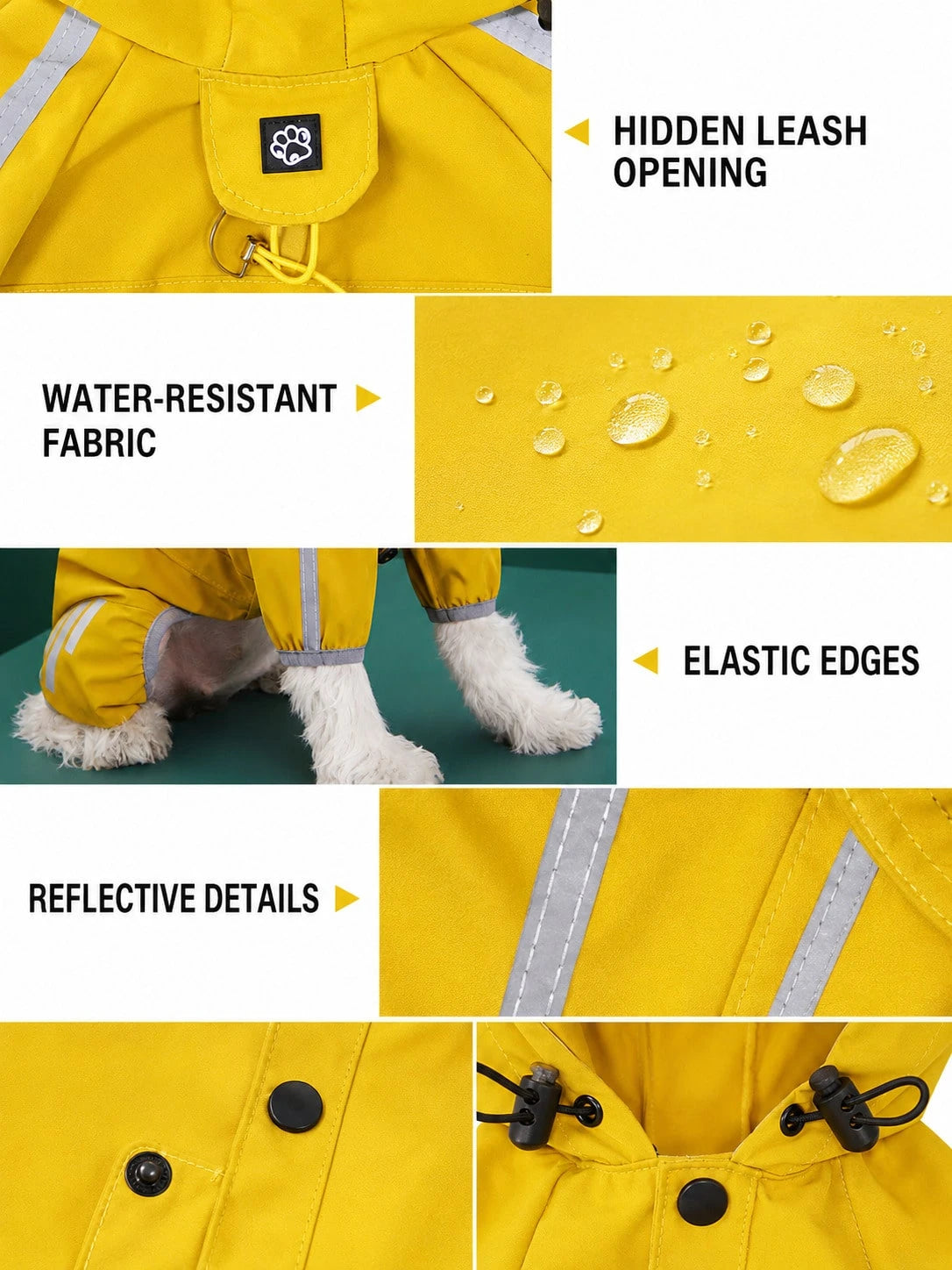 Full-Body Waterproof Dog Raincoat – Hooded Reflective Jacket