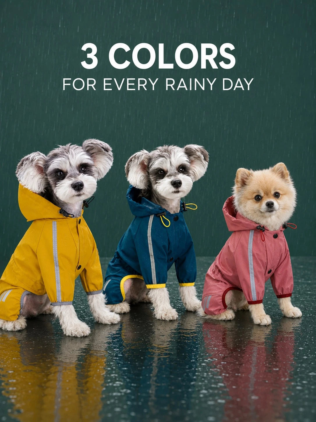 Full-Body Waterproof Dog Raincoat – Hooded Reflective Jacket