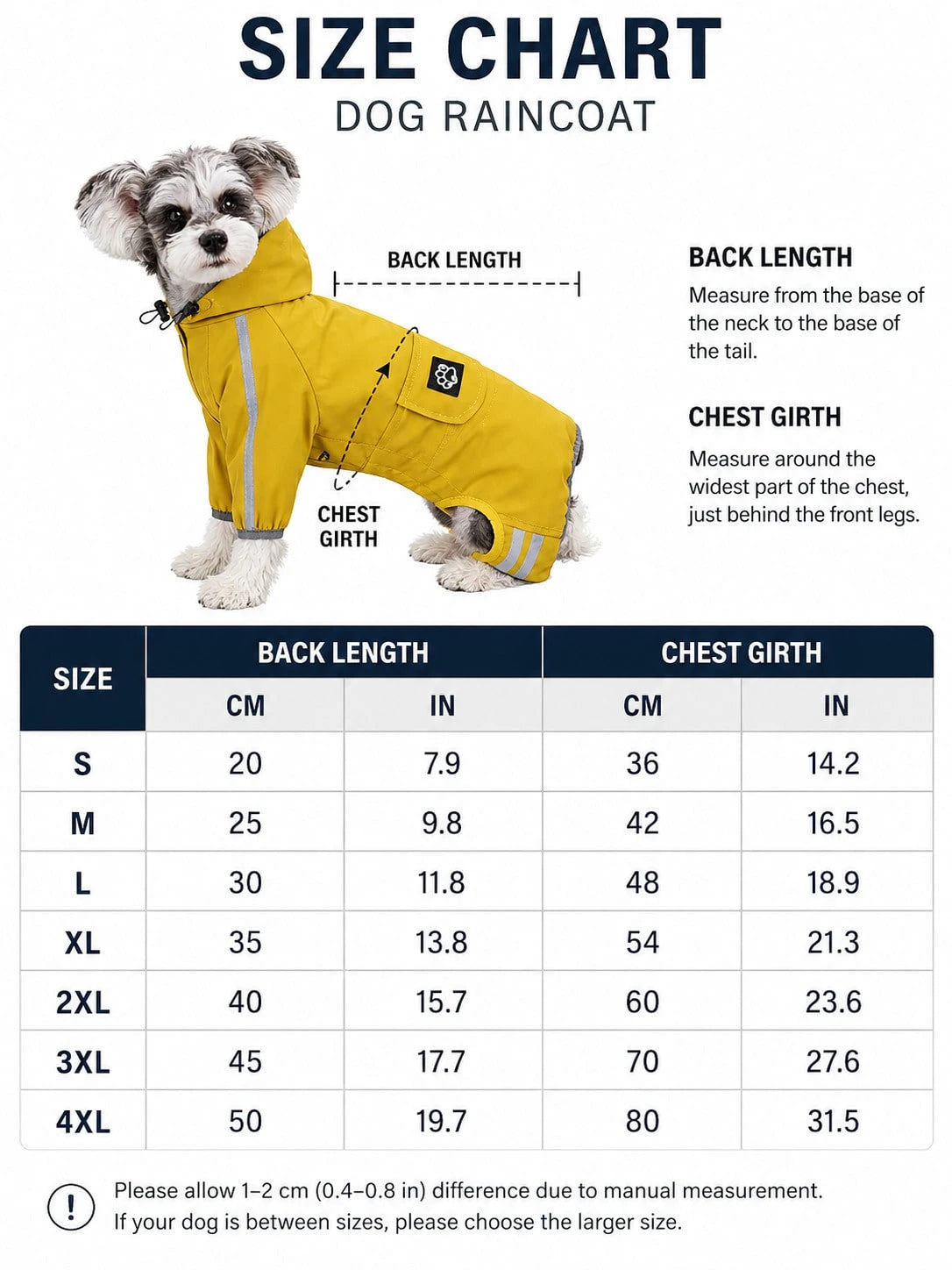Full-Body Waterproof Dog Raincoat – Hooded Reflective Jacket