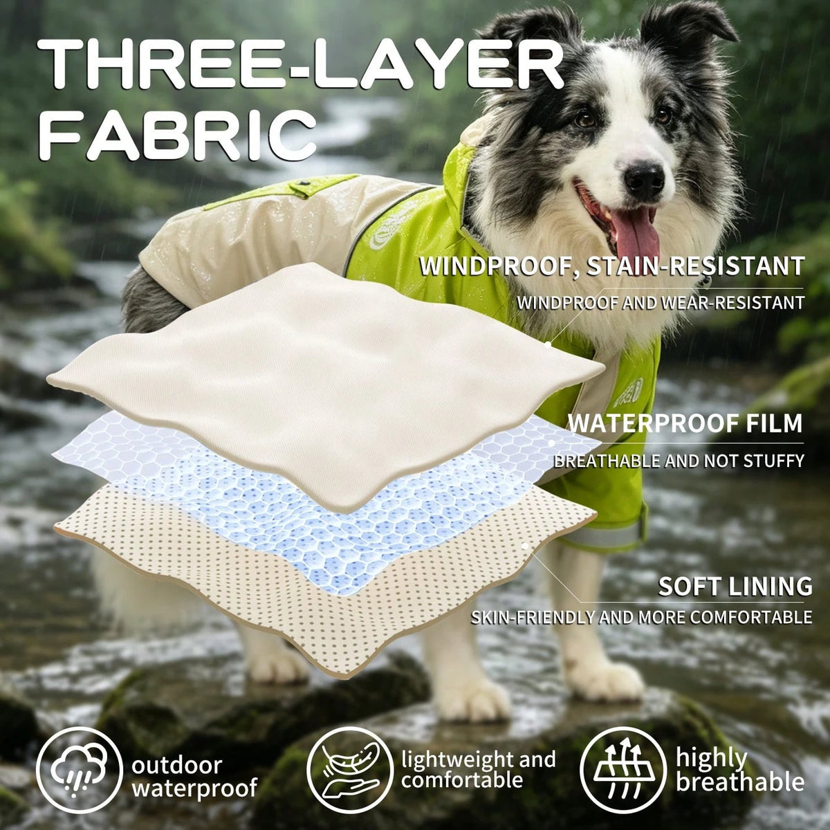 Water-Resistant Dog Windbreaker Jacket – Hooded Reflective Coat