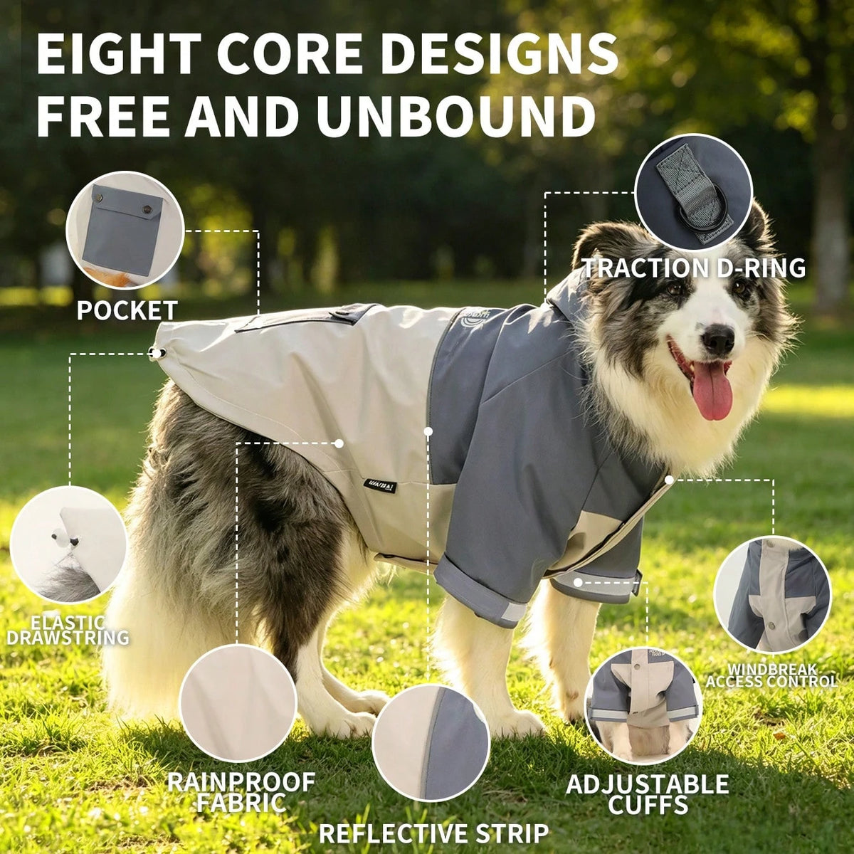 Water-Resistant Dog Windbreaker Jacket – Hooded Reflective Coat