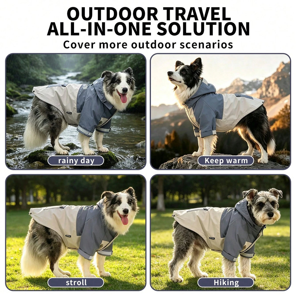 Water-Resistant Dog Windbreaker Jacket – Hooded Reflective Coat
