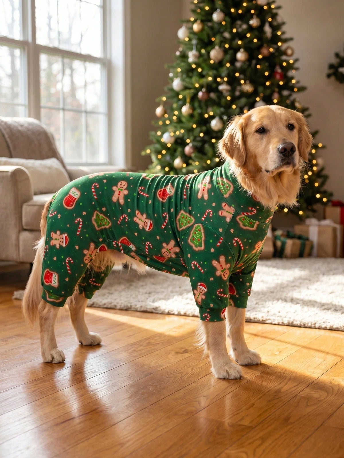 Christmas Dog Pajamas – Soft Full-Coverage Pet Jumpsuit