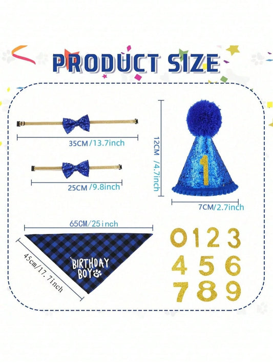 Pet Birthday Party Decoration Set | Hat, Bandana, Bow Tie & Banner