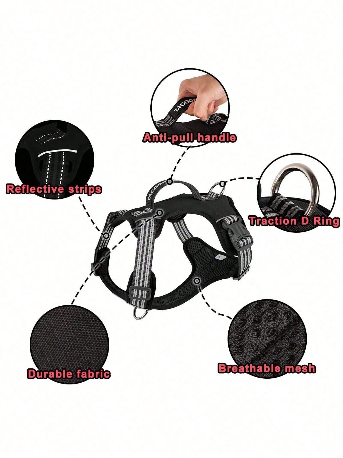 Tactical Dog Harness with Handle & Leash Clip – Reflective Adjustable Vest