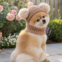 Pet Knit Hat with Pom-Pom – Warm Winter Hat for Dogs & Cats