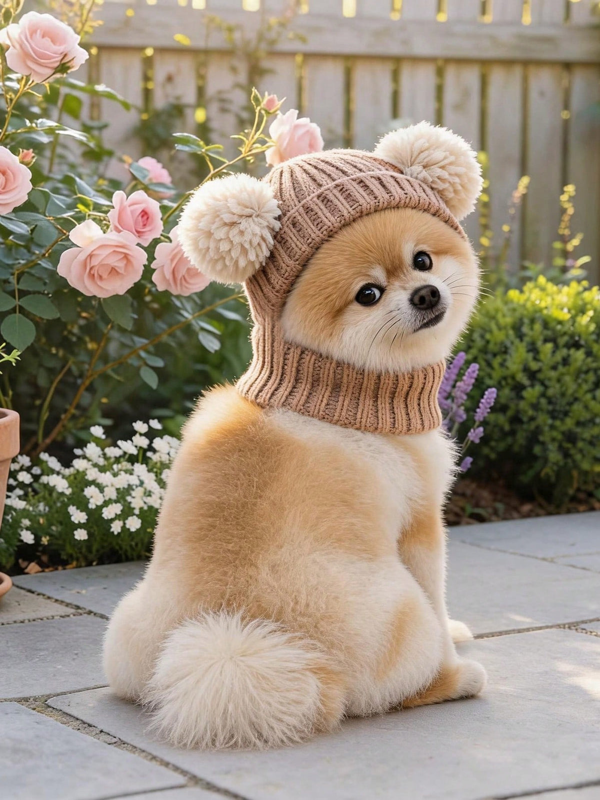 Pet Knit Hat with Pom-Pom – Warm Winter Hat for Dogs & Cats