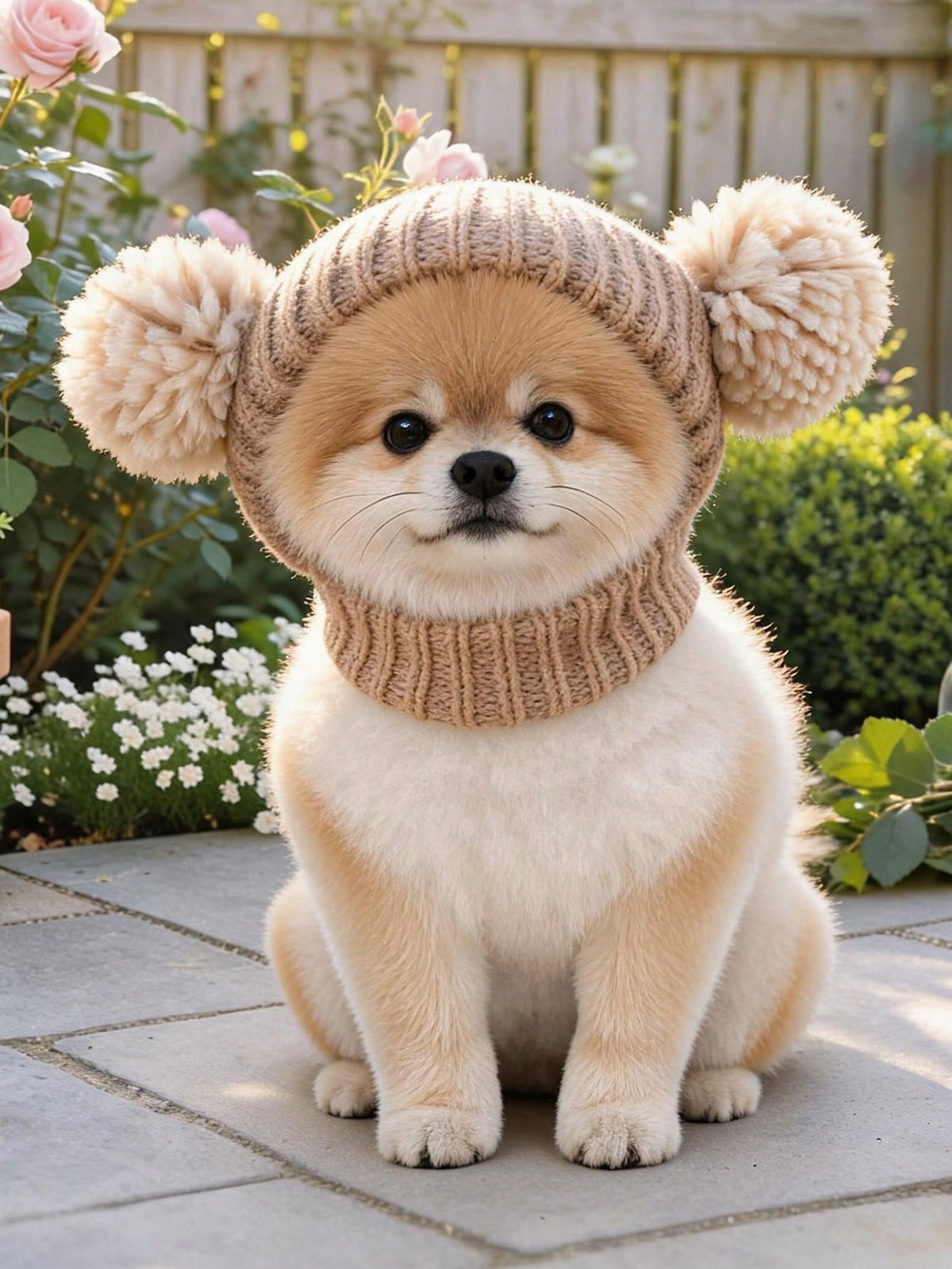 Pet Knit Hat with Pom-Pom – Warm Winter Hat for Dogs & Cats