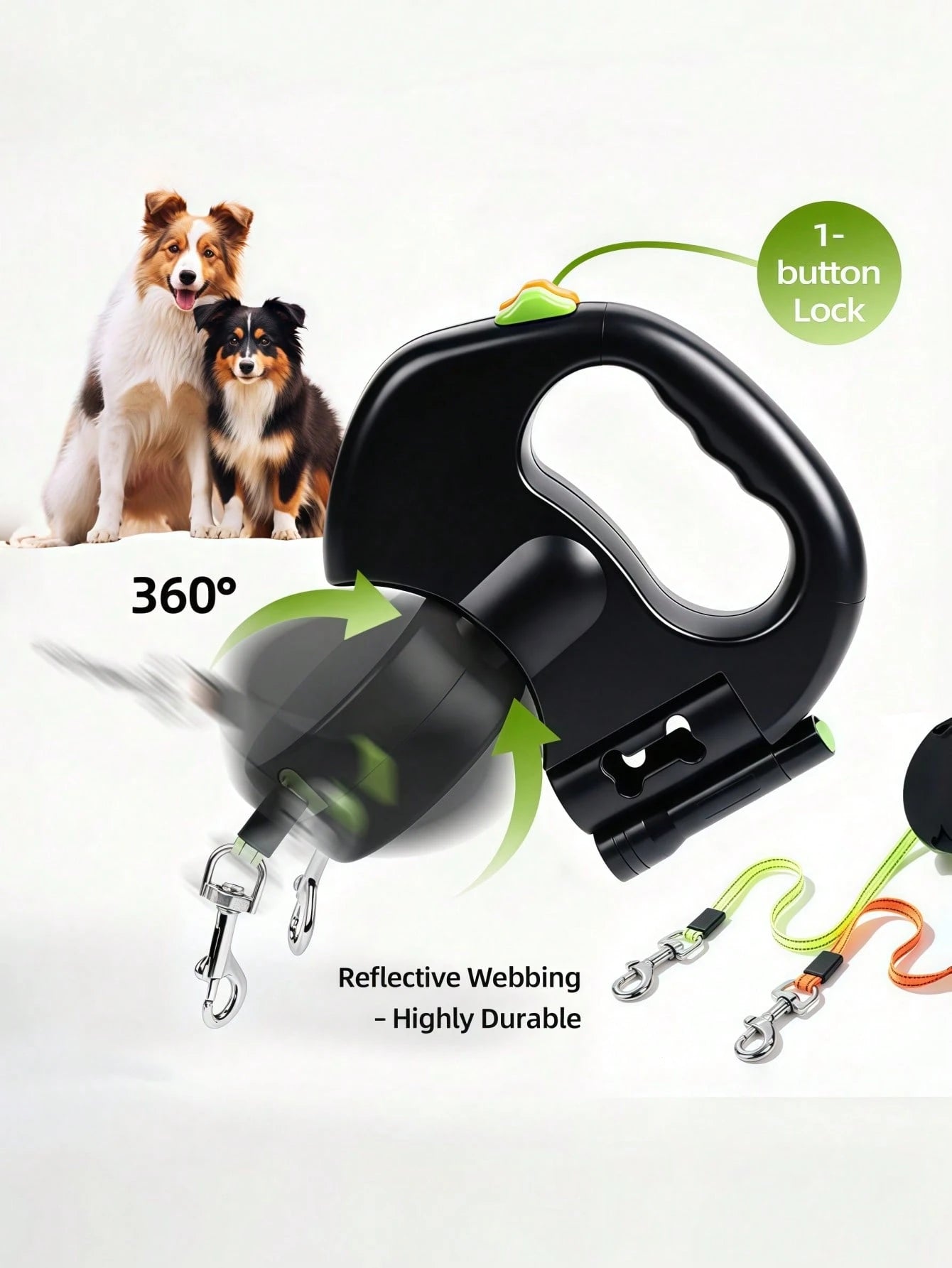 Dual Retractable Dog Leash for 2 Dogs – Harness Walking Set