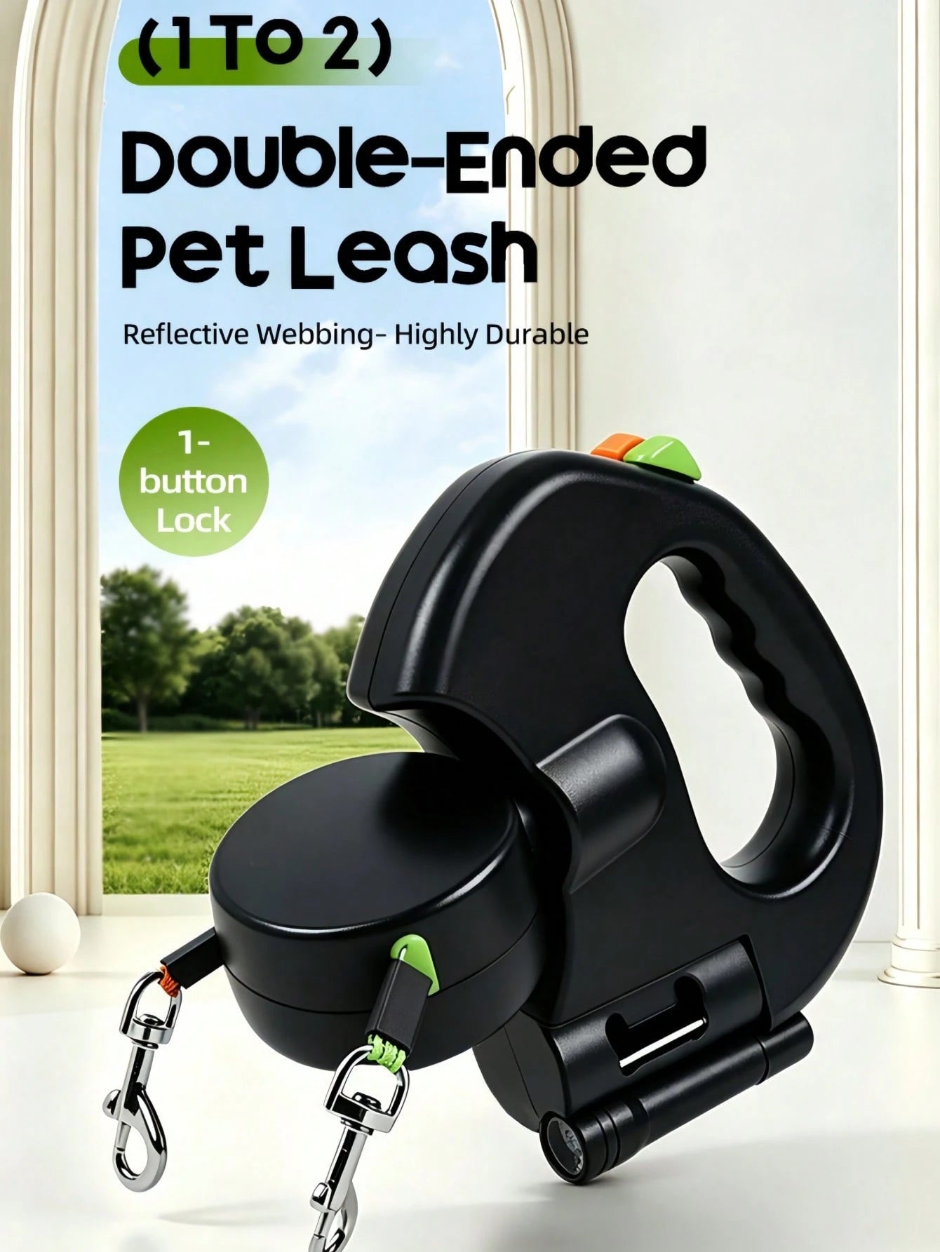 Dual Retractable Dog Leash for 2 Dogs – Harness Walking Set