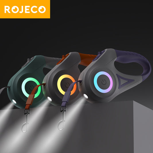 ROJECO Automatic Retractable Dog Leash with LED Light