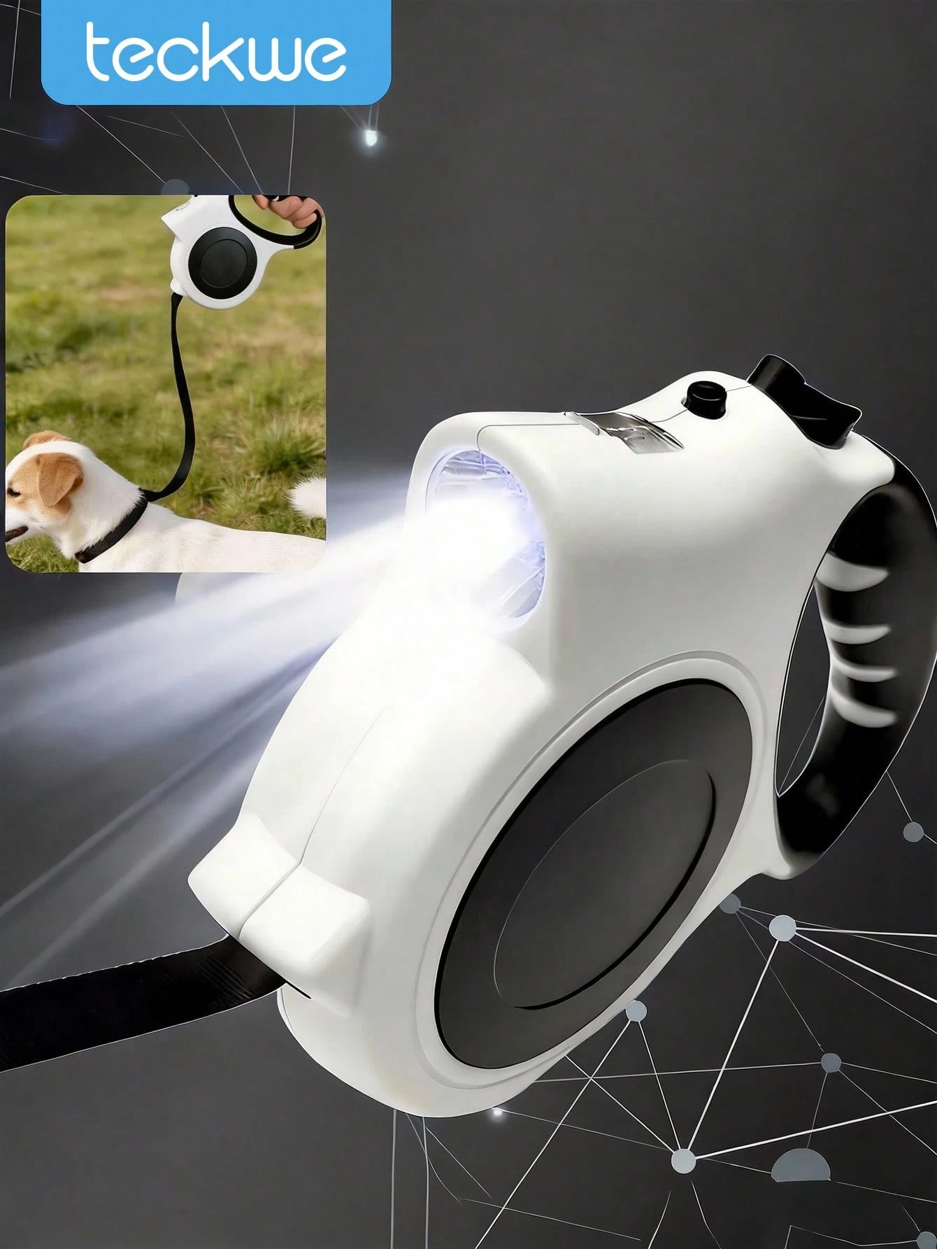 5M Retractable Dog Leash – Strong Nylon Tape with Non-Slip Handle