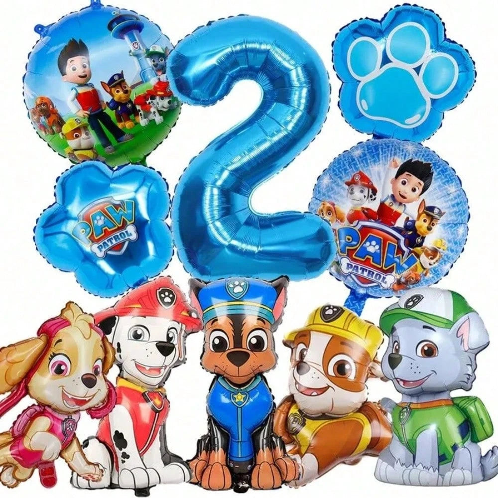 Paw Patrol Birthday Balloon Set – Character & Number Foil Balloons