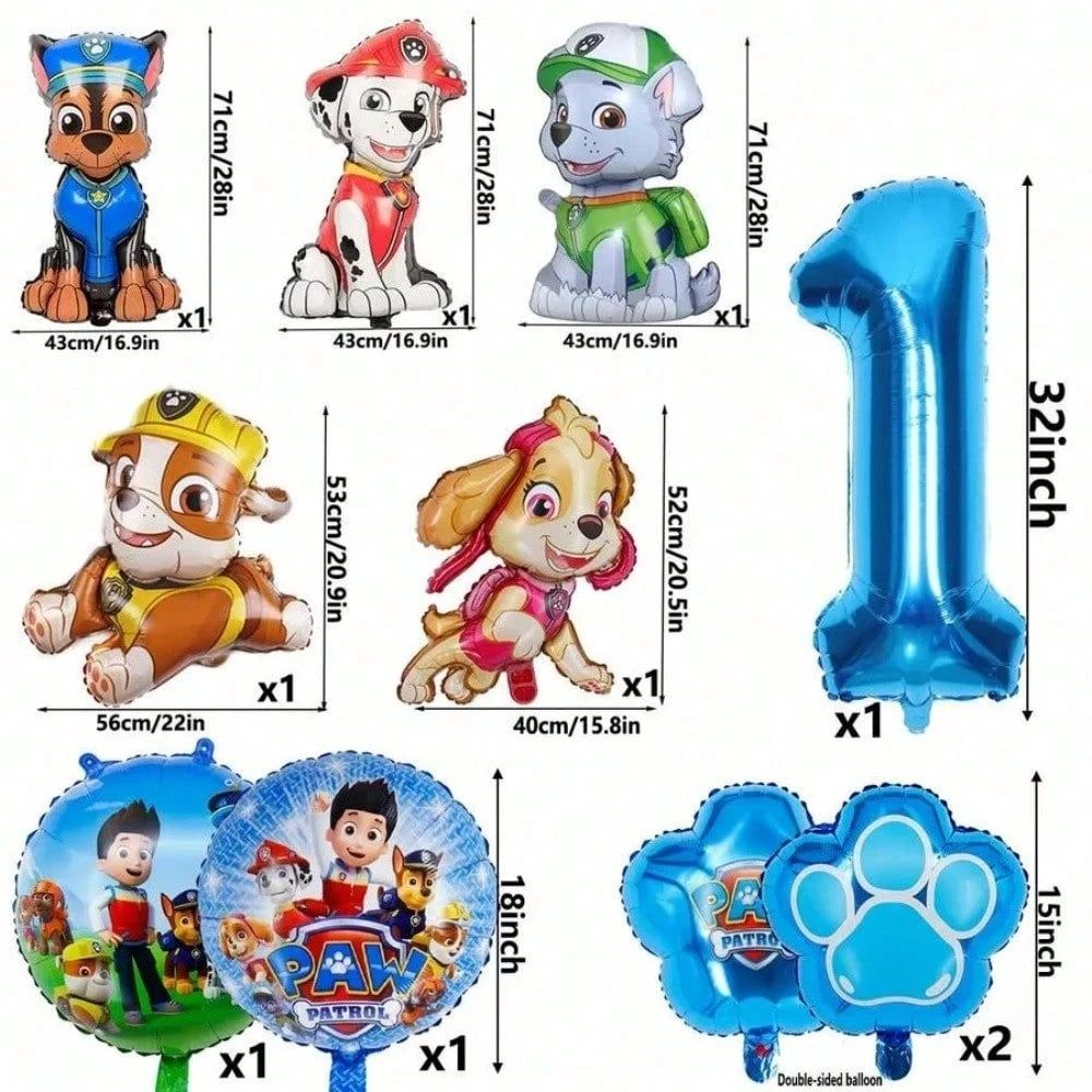 Paw Patrol Birthday Balloon Set – Character & Number Foil Balloons