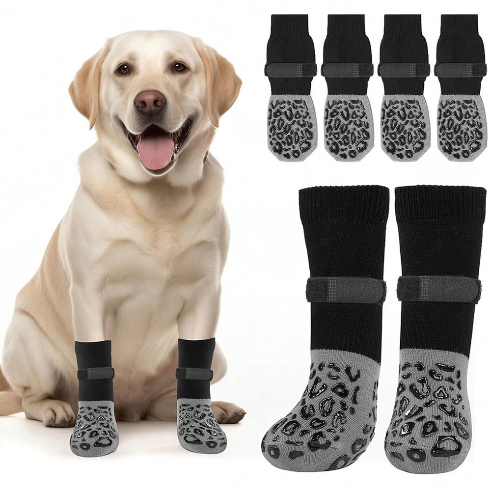 Non-Slip Dog Socks – Paw Protection & Anti-Lick Socks | 4 Pcs