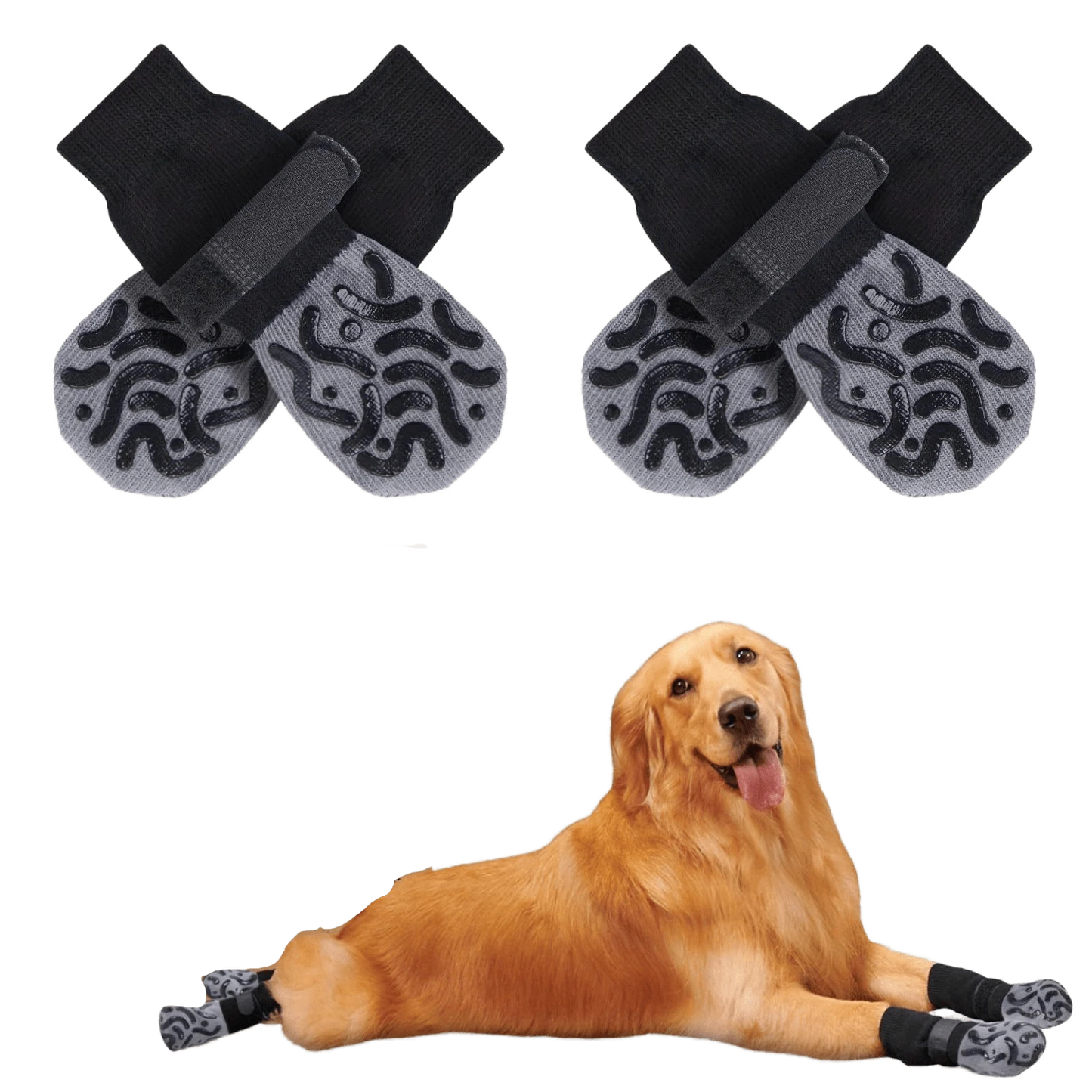 Non-Slip Dog Socks – Paw Protection & Anti-Lick Socks | 4 Pcs