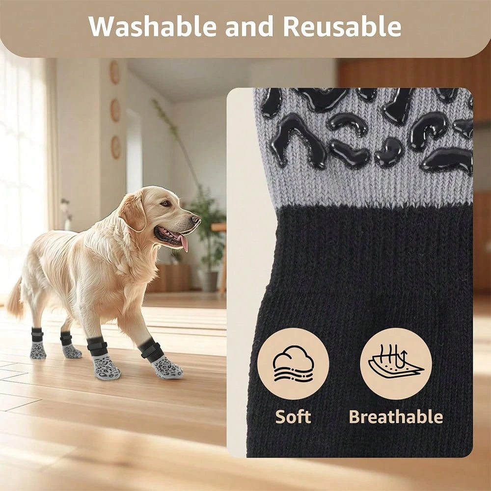 Non-Slip Dog Socks – Paw Protection & Anti-Lick Socks | 4 Pcs