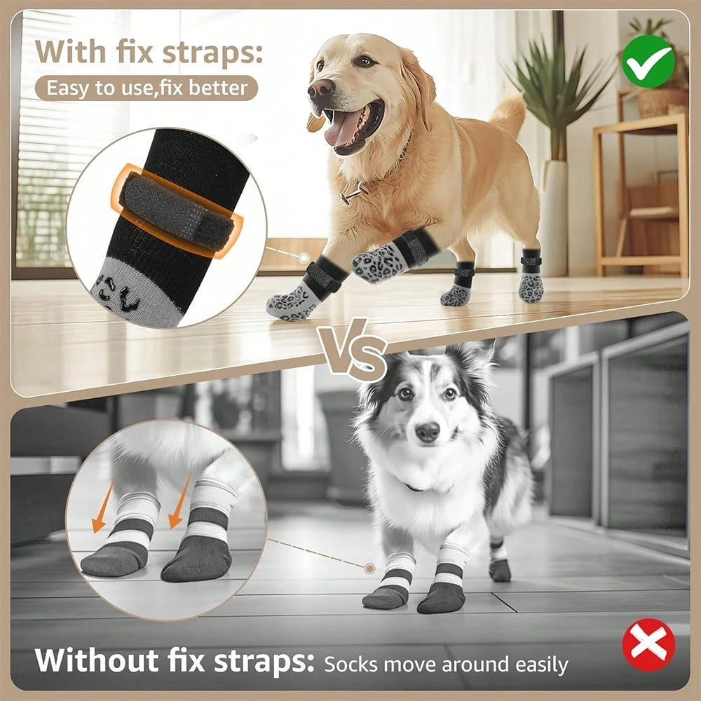 Non-Slip Dog Socks – Paw Protection & Anti-Lick Socks | 4 Pcs