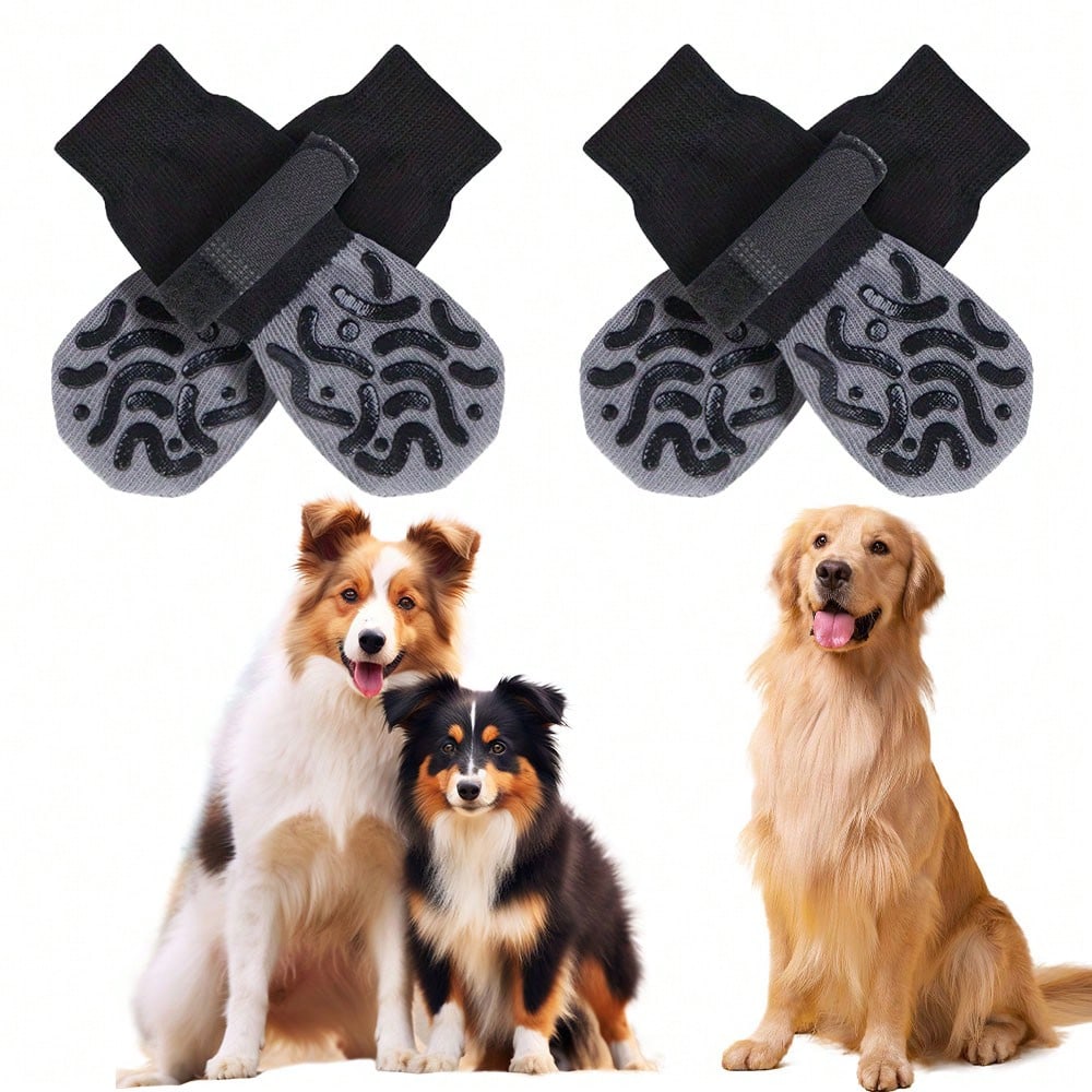 Non-Slip Dog Socks – Paw Protection & Anti-Lick Socks | 4 Pcs