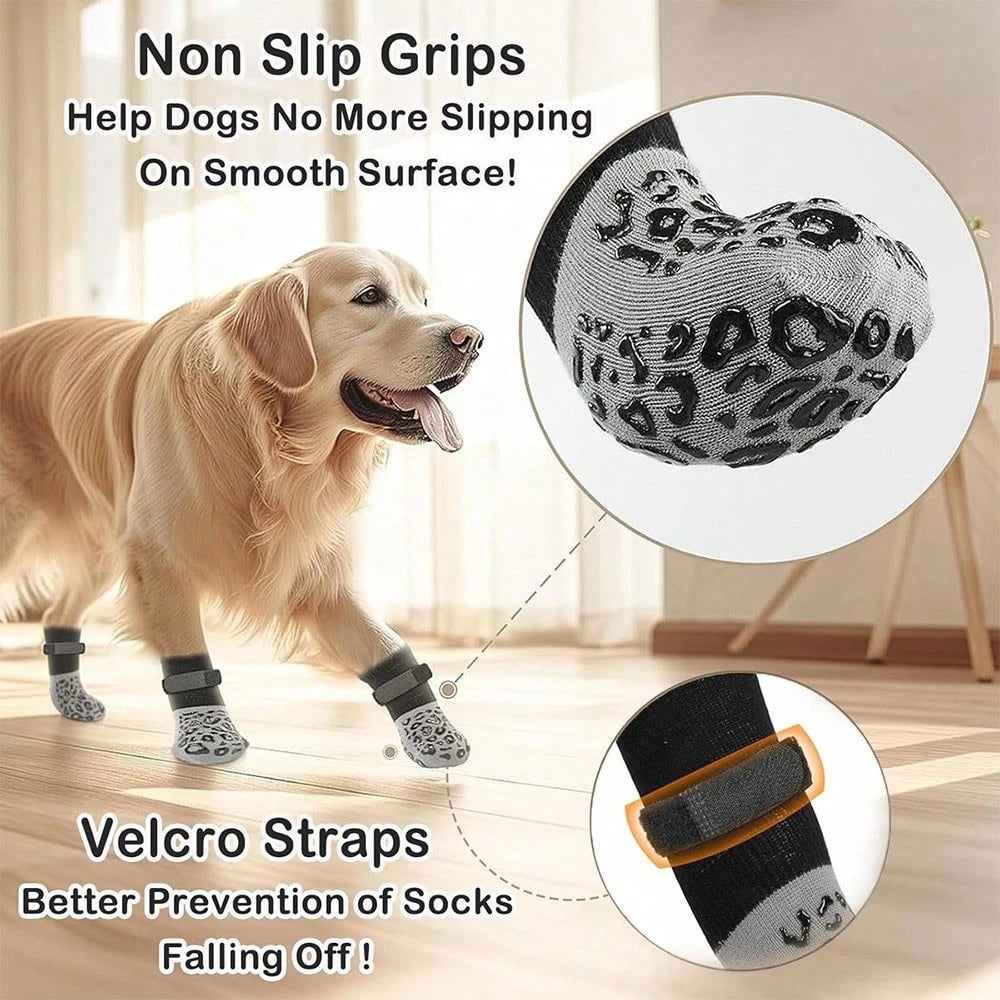 Non-Slip Dog Socks – Paw Protection & Anti-Lick Socks | 4 Pcs