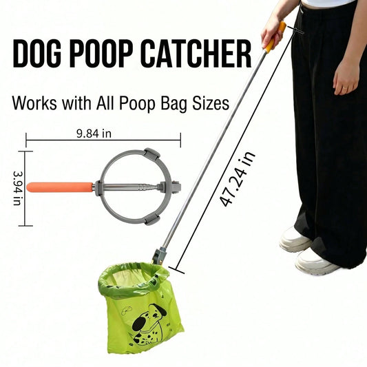 Long Handle Dog Poop Scooper with poop bags – Foldable Pet Waste Collector