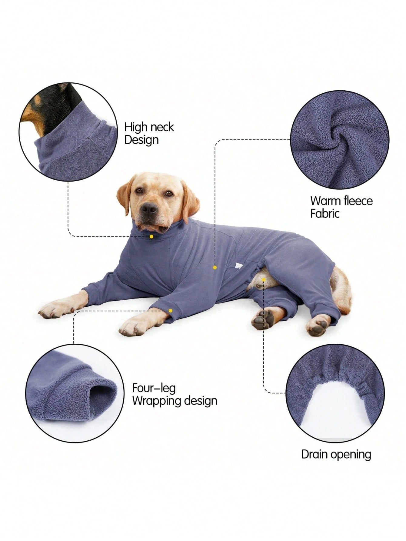 4-Leg Dog Winter Pajamas | Soft Warm Bodysuit for Medium & Large Dogs