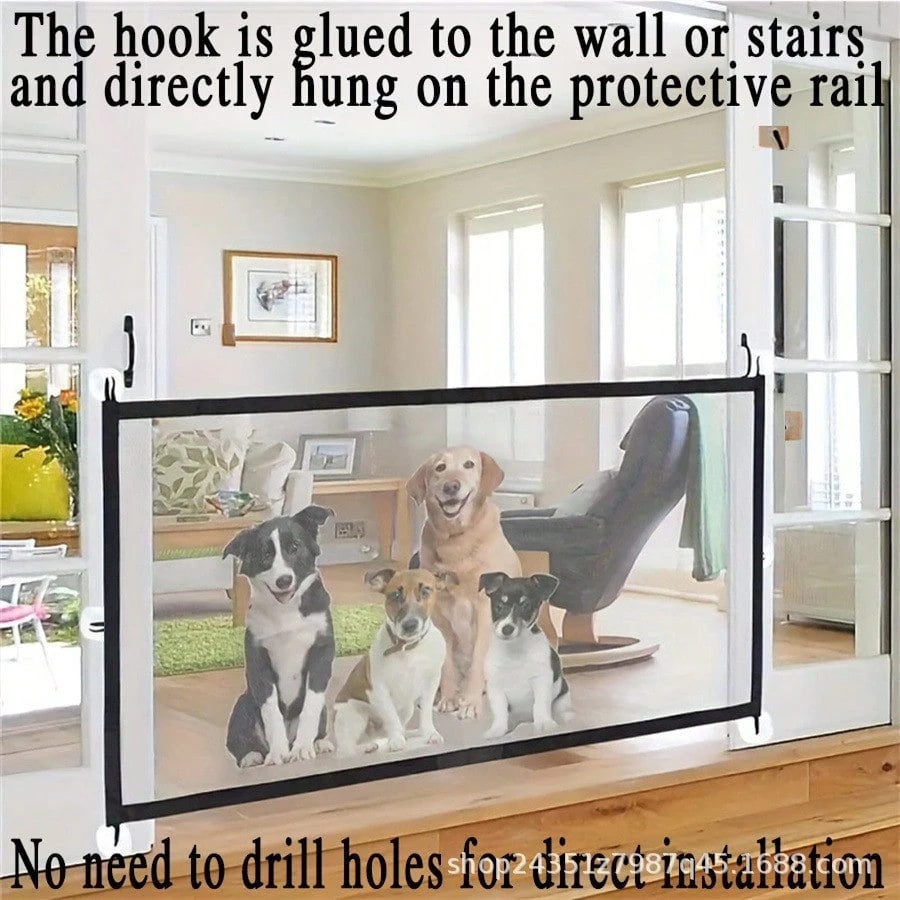 Foldable Pet Mesh Fence | No-Drill Safety Gate for Dogs & Cats