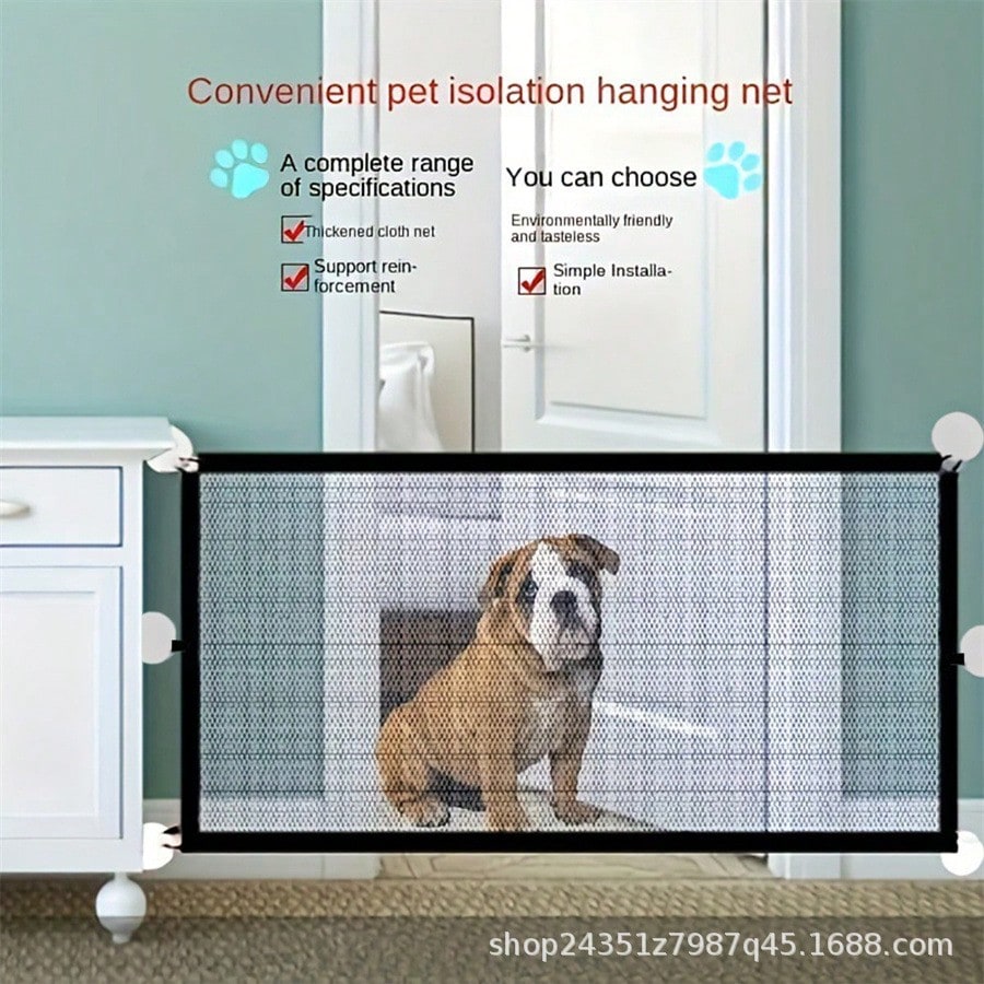 Foldable Pet Mesh Fence | No-Drill Safety Gate for Dogs & Cats