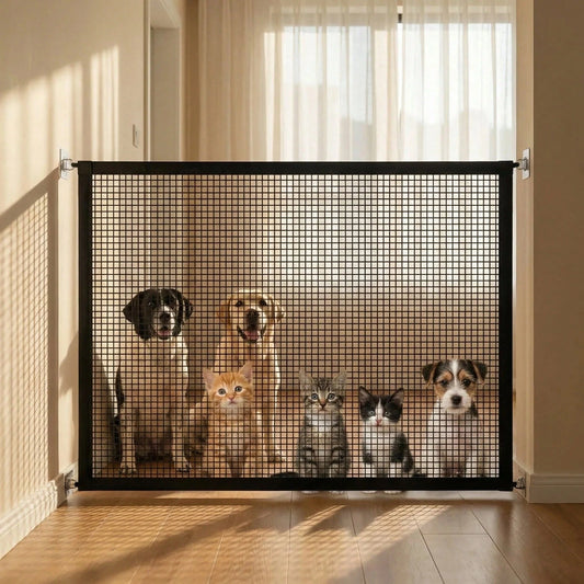 Foldable Pet Mesh Fence | No-Drill Safety Gate for Dogs & Cats