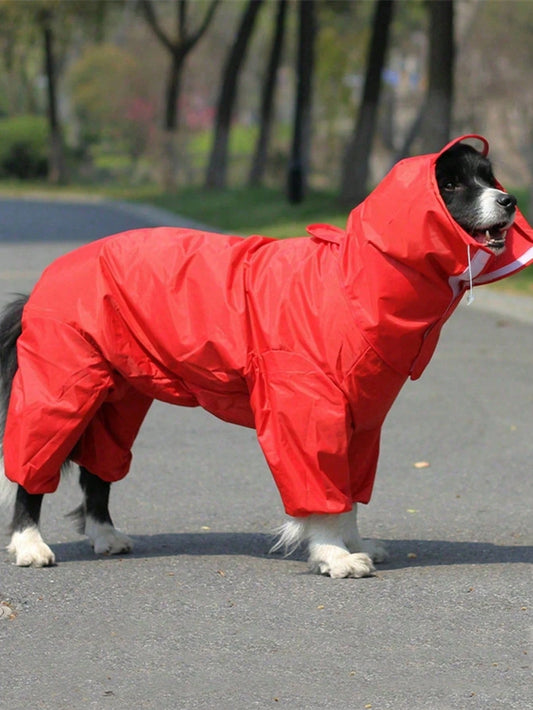 Waterproof Dog Raincoat for Large Dogs | Hooded Rain Jacket with Full Coverage