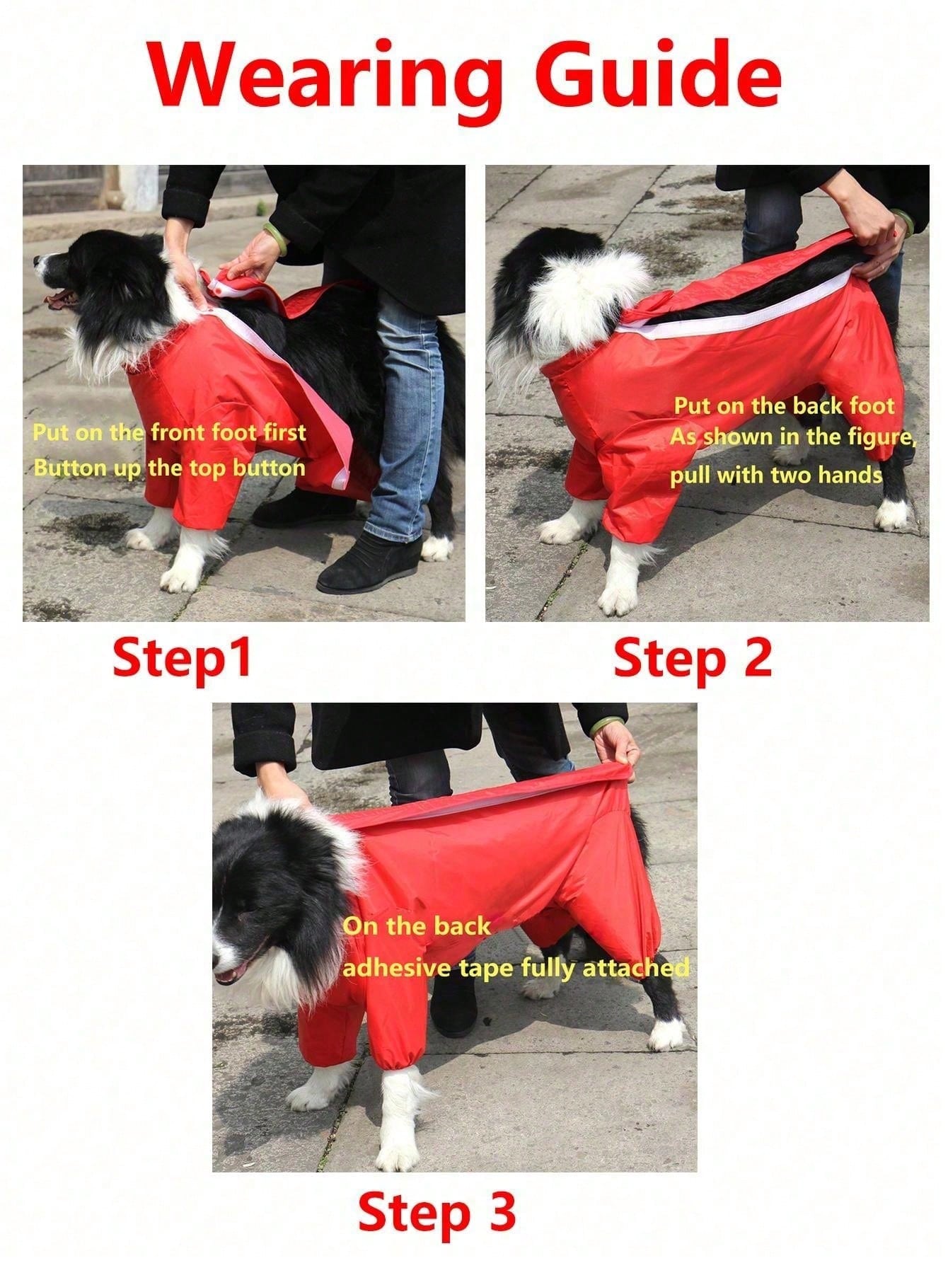 Waterproof Dog Raincoat for Large Dogs | Hooded Rain Jacket with Full Coverage