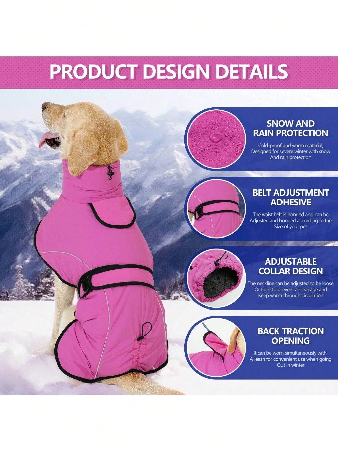 Waterproof Winter Dog Coat with Fleece Lining | Reflective Jacket for Small, Medium & Large Dogs