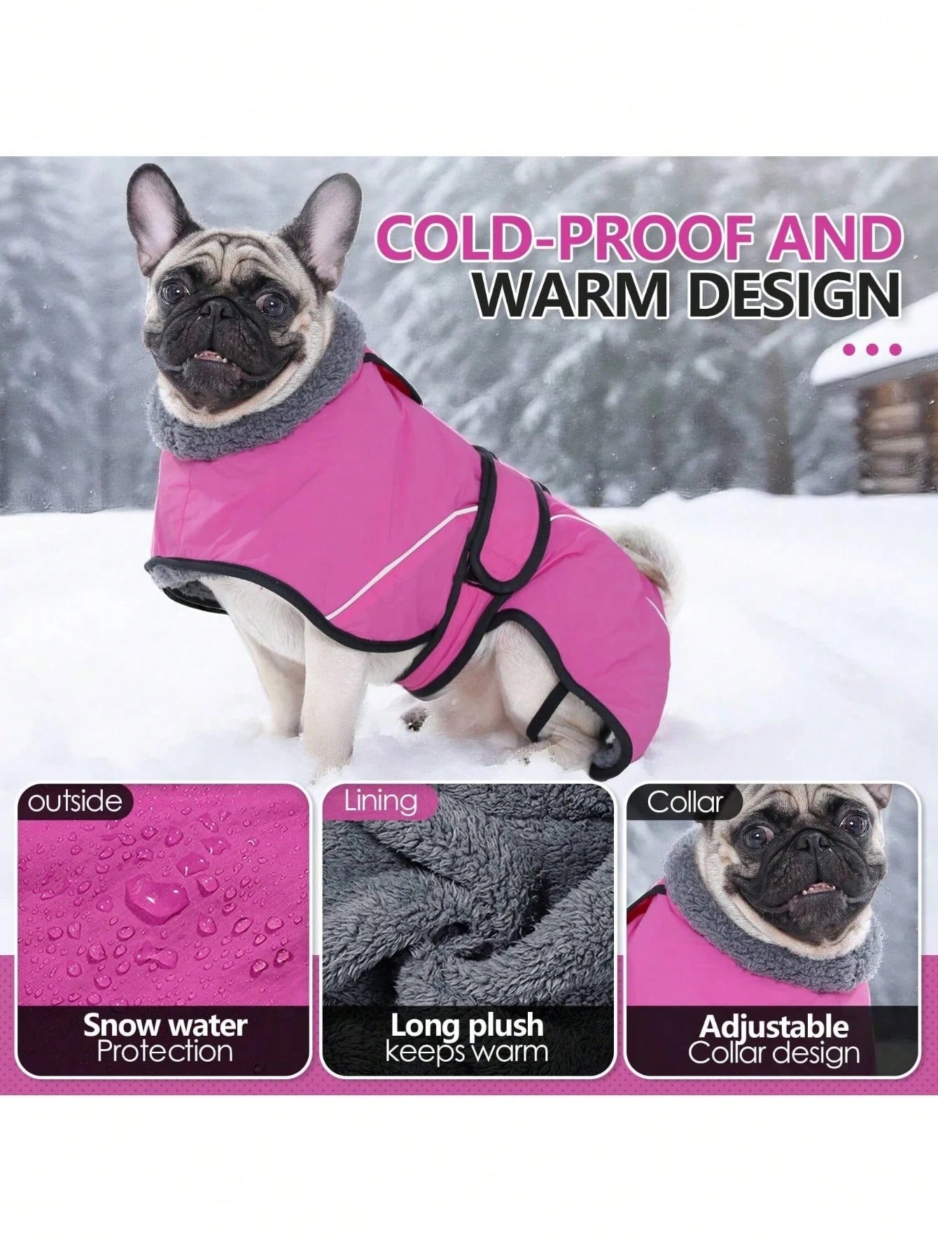 Waterproof Winter Dog Coat with Fleece Lining | Reflective Jacket for Small, Medium & Large Dogs