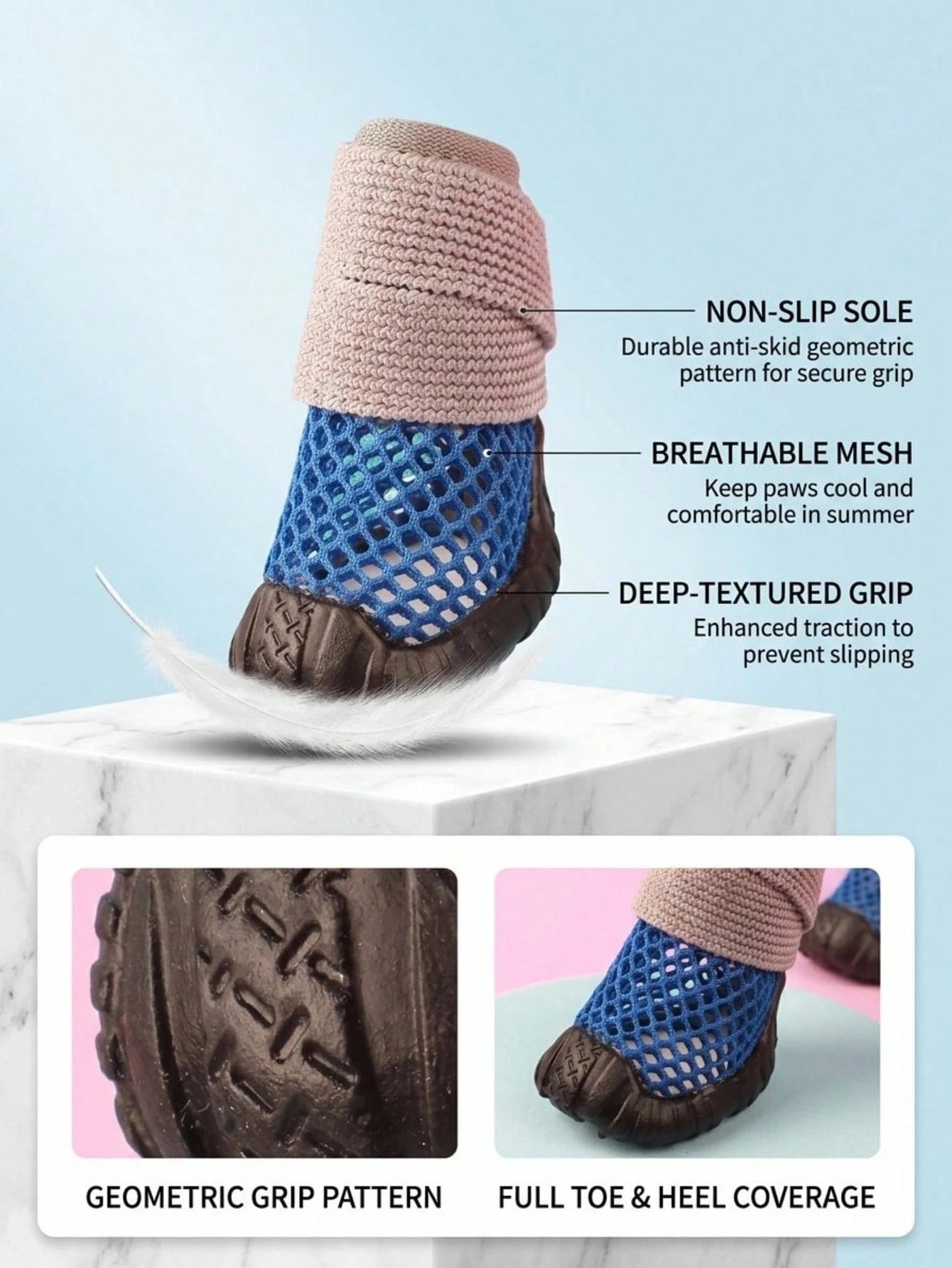 Breathable Mesh Dog Shoes | Non-Slip Summer Sandals for Dogs (set of 4)