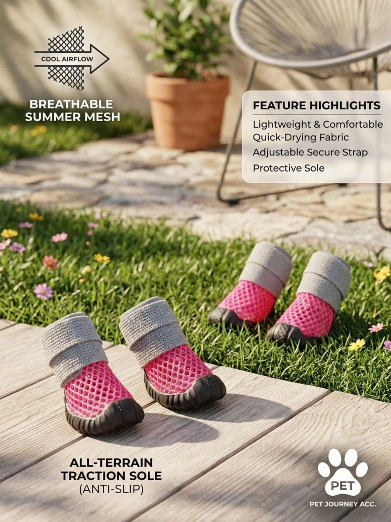 Breathable Mesh Dog Shoes | Non-Slip Summer Sandals for Dogs (set of 4)