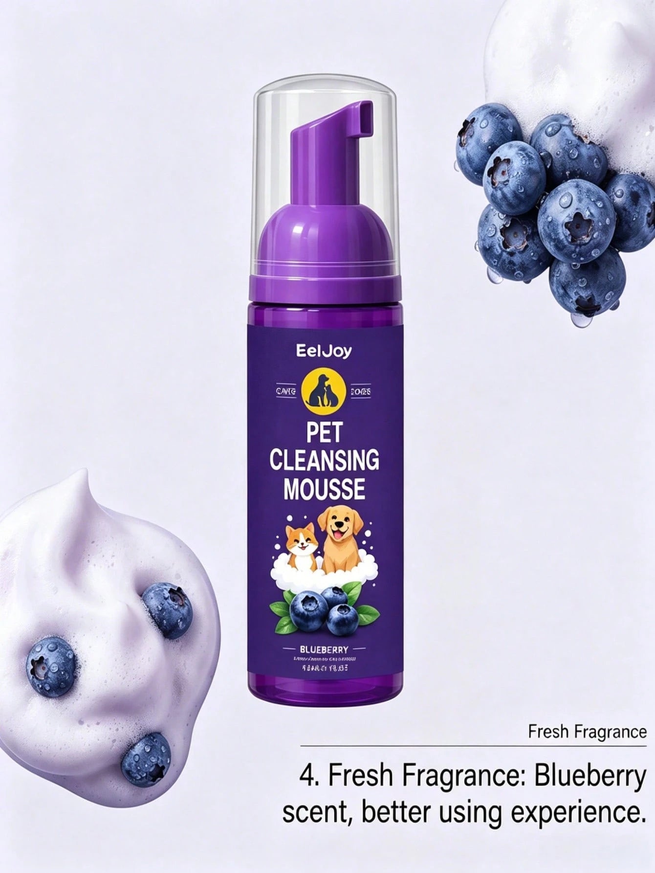 Waterless Pet Shampoo Foam | No-Rinse Dry Cleanser for Cats & Dogs (60ml)