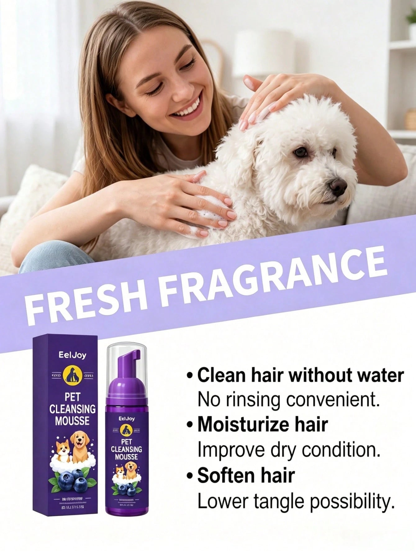 Waterless Pet Shampoo Foam | No-Rinse Dry Cleanser for Cats & Dogs (60ml)
