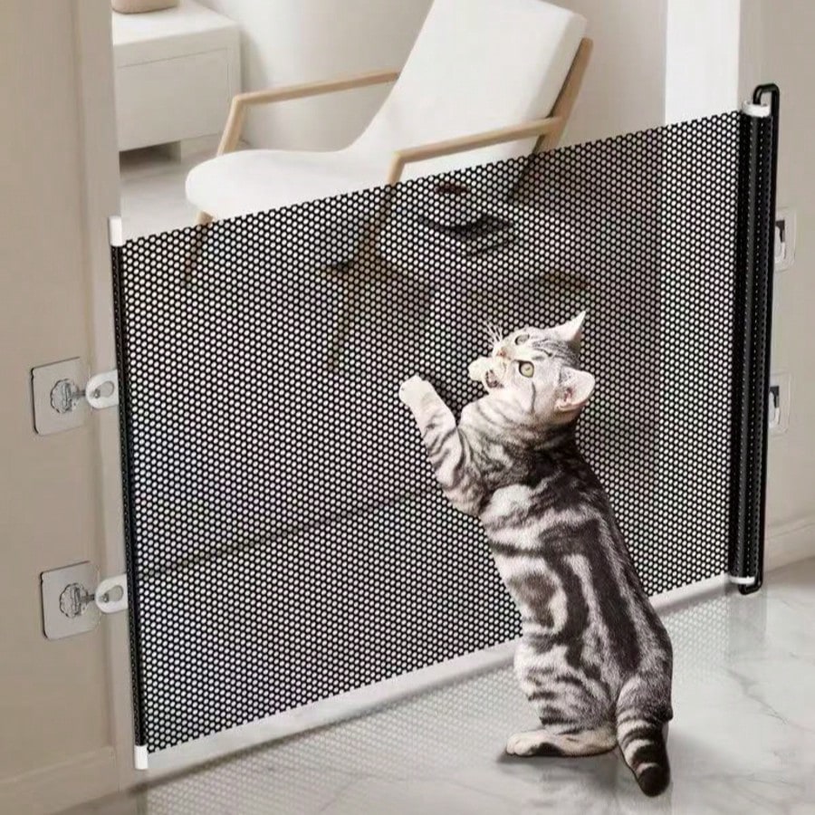 Expandable Mesh Pet Gate | Retractable Safety Barrier for Dogs & Cats