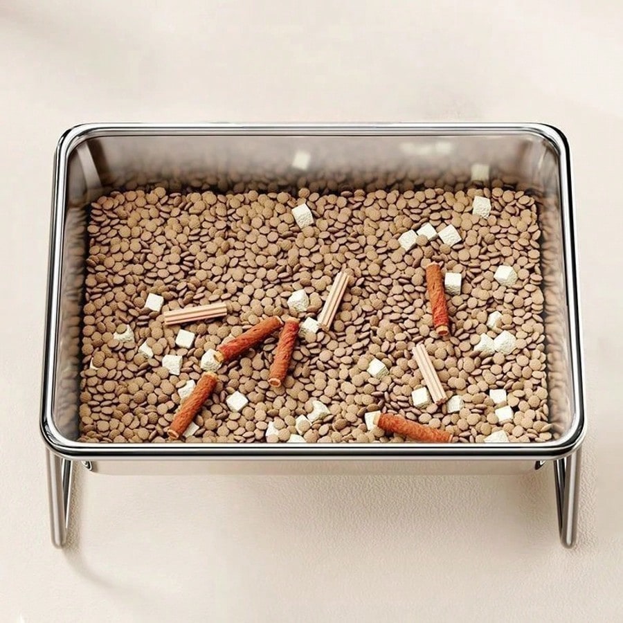 2000ml Stainless Steel Dog Bowl – Elevated Tilted Neck-Relief Feeder
