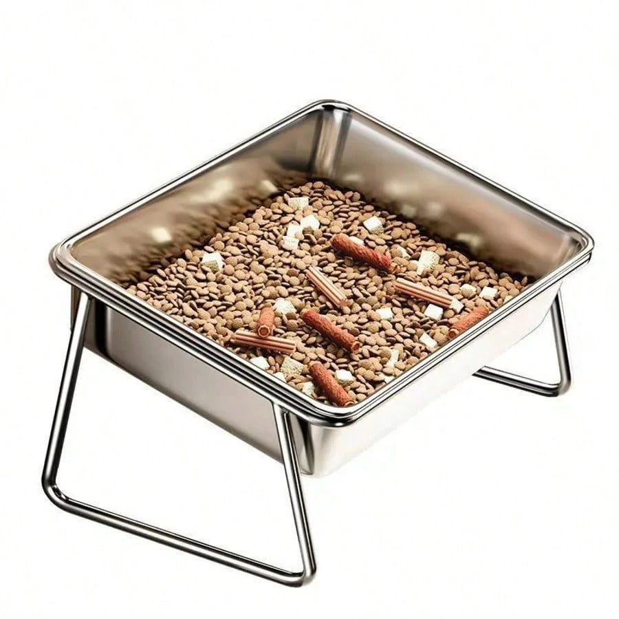 2000ml Stainless Steel Dog Bowl – Elevated Tilted Neck-Relief Feeder