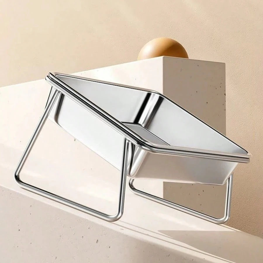 2000ml Stainless Steel Dog Bowl – Elevated Tilted Neck-Relief Feeder