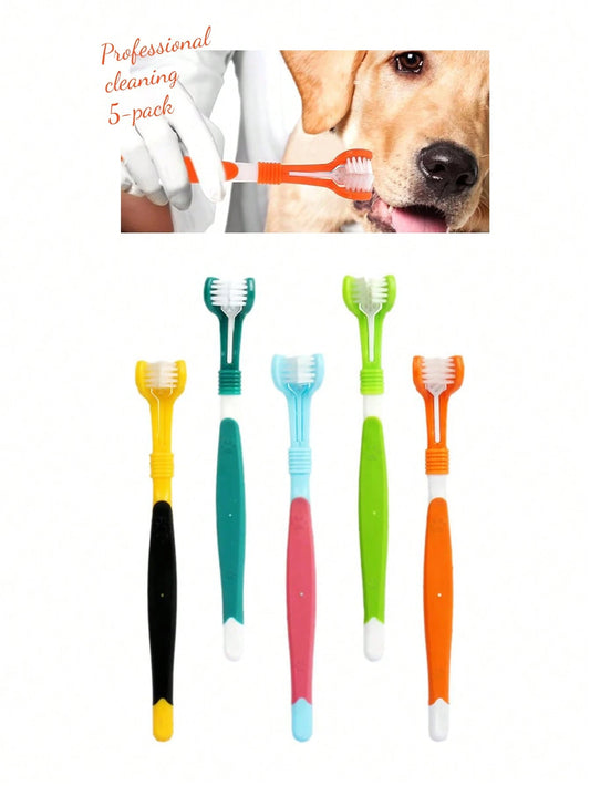 3-Sided Dog & Cat Toothbrush Kit – Pet Finger Toothbrush & Dental Care (set of 5 pieces)