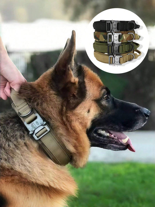 Tactical Dog Collar with Handle | Heavy Duty Reflective Collar